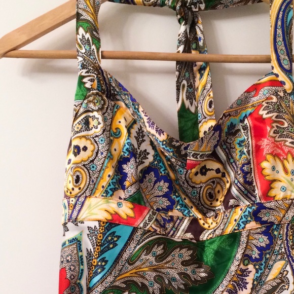 J.Crew Silk Multicolor Paisley Print Halter - Picture 9 of 10